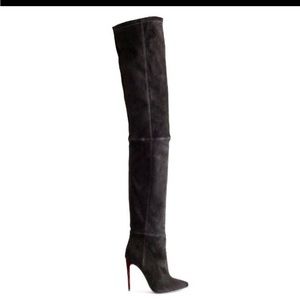 2015 BALMAIN x H&M Solid Black Suede Thigh High Boots - US 8.5